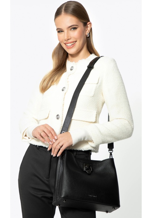 Естествена кожена чанта за рамо WITTCHEN, две отделения, черно-графит, 100% естествена кожа