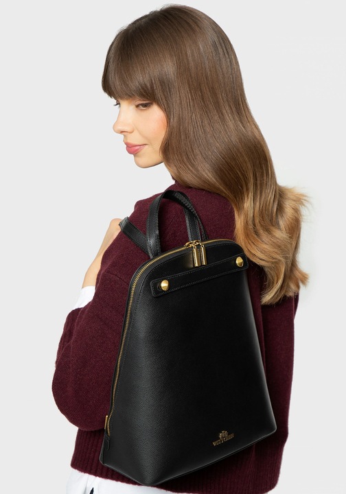 Rucsac dama WITTCHEN trapez, piele naturala, 3 compartimente, negru