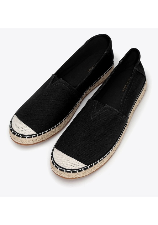 Mocasini barbati, Wittchen, espadrile cu varf impletit, negru, material textil, 45 EU