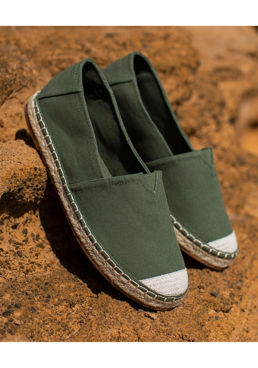 Mocasini barbati, Wittchen, espadrile cu varf impletit, verde, material textil, 40 EU