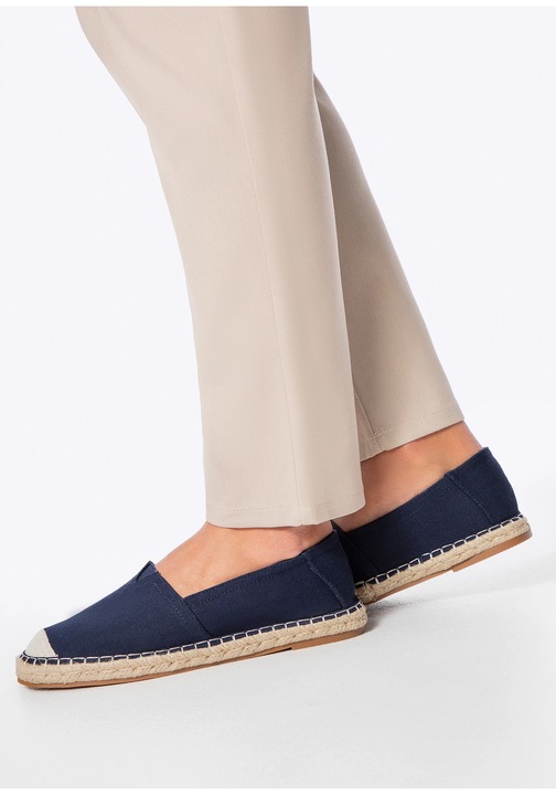 Mocasini barbati, Wittchen, espadrile cu varf impletit, bleumarin, material textil, 40 EU