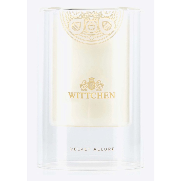 Соева свещ WITTCHEN, 430гр, в стъклен буркан, флорален аромат, черна със златни детайли