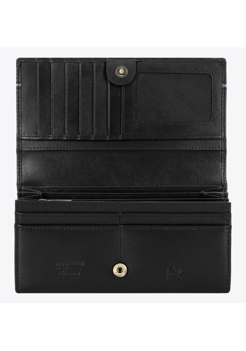 Portofel dama WITTCHEN din piele naturala, 12 locuri pentru carduri, protectie RFID, negru
