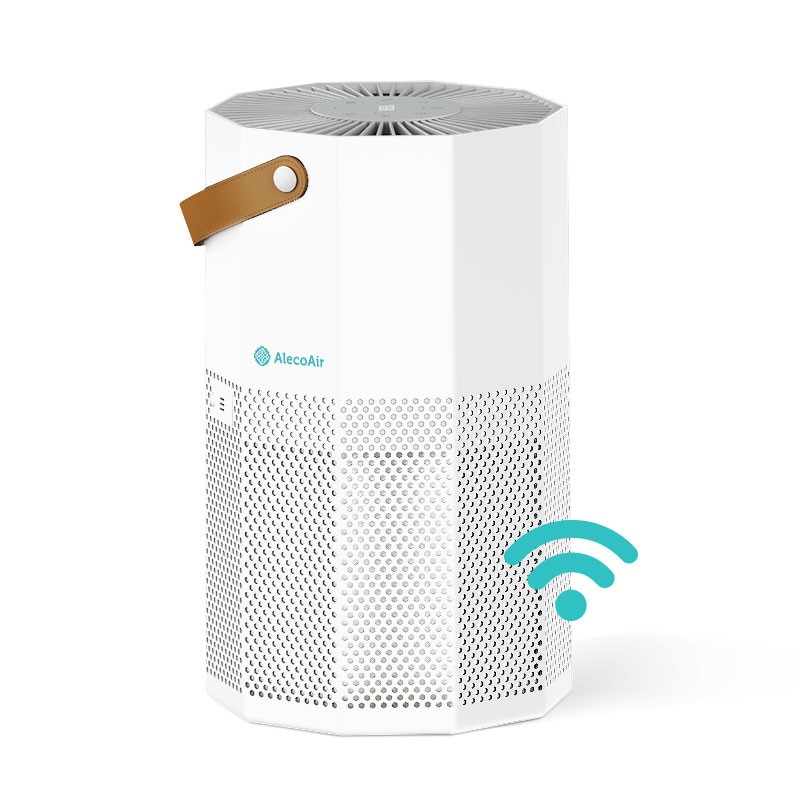 Purificator de aer AlecoAir P50 ROUBIQ White, Wi-Fi, Lampa UV-C, Filtru True HEPA si Carbune Activ, Ionizare, PM 2.5