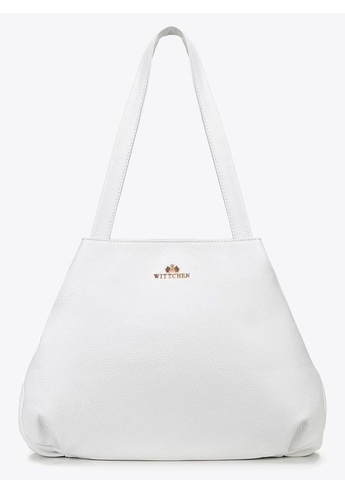 Шопър чанта от естествена кожа WITTCHEN, бяла, две отделения, две дръжки