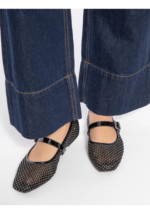 Дамски балеринки Wittchen, блестящи акценти, черни, синтетичен материал