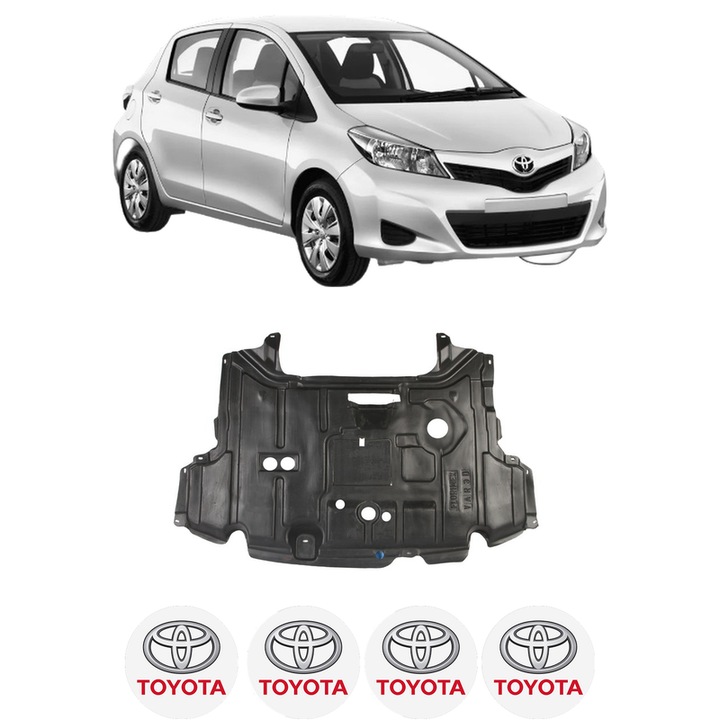 Scut motor TOYOTA YARIS (_P13_) din 2010-2020, protectie auto, plastic, 4x Stickere auto cu TOYOTA