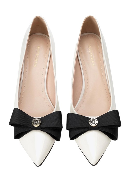 Pantofi dama Wittchen, piele naturala, toc stiletto, varf ascutit, crem/negru