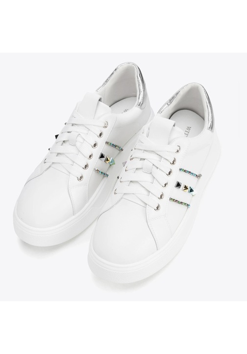 Tenisi dama Wittchen, platforma, alb, piele ecologica