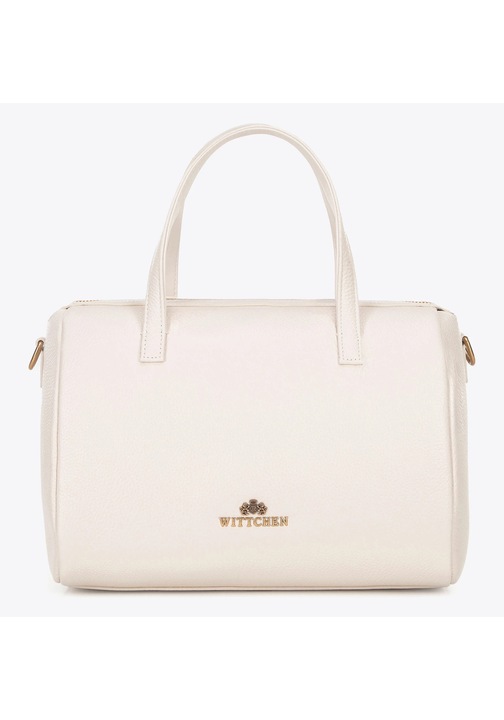 Дамска чанта WITTCHEN, елегантен модел от естествена кожа, кремав, с дръжки и регулируема презрамка