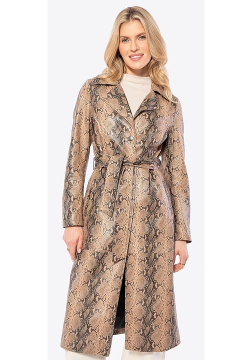 Palton dama, Wittchen, piele naturala, imprimeu animal, bej, L INTL