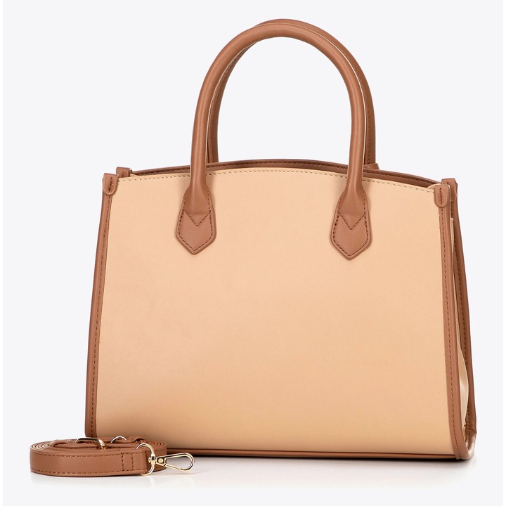 Дамска чанта WITTCHEN, екологична кожа, 2 отделения, бежова, 30x20x15см