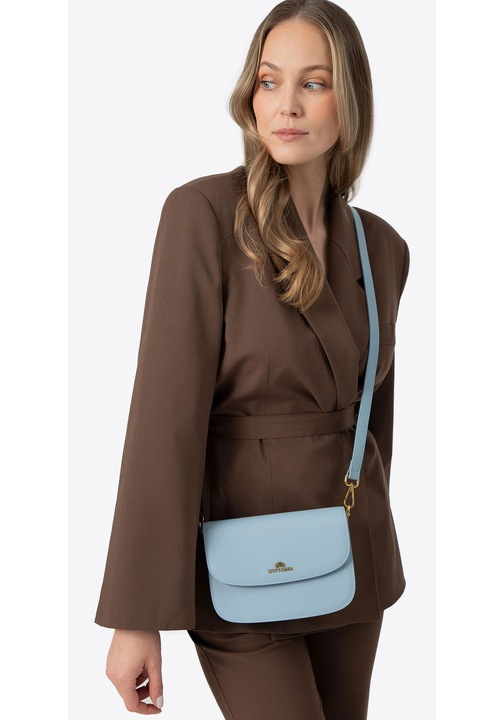 Дамска чанта за рамо WITTCHEN, естествена кожа, синя, компактни размери