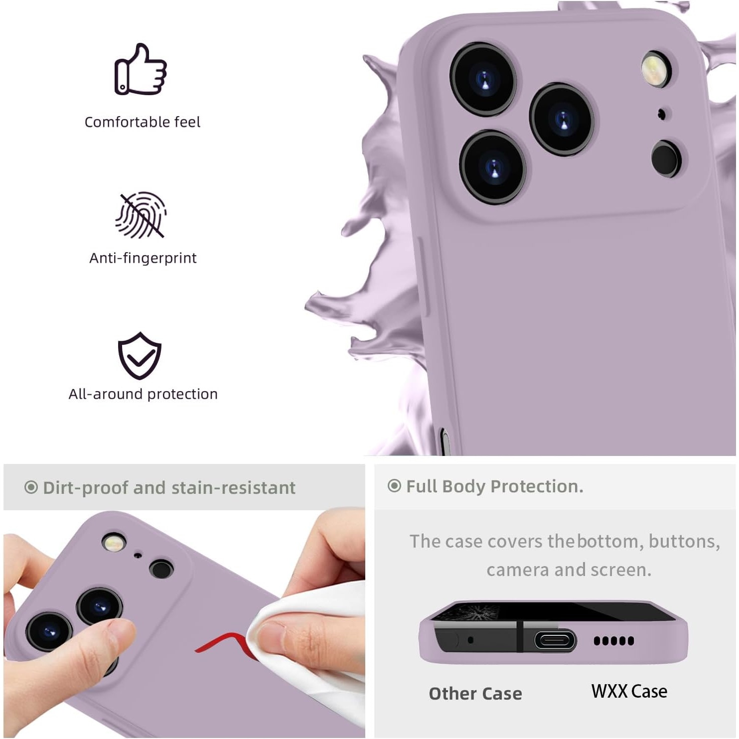 Husa Soft Touch, slim, ALC Mobile, anti soc, compatibila cu IPhone 17 Pro, Lila Tpu