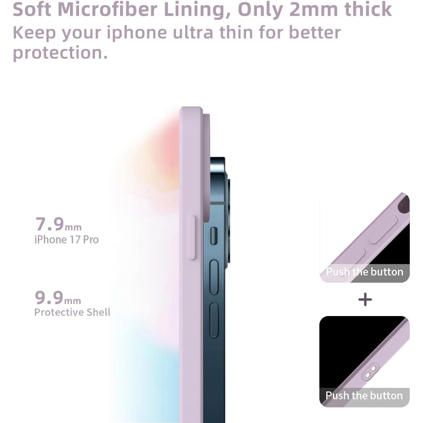 Husa Soft Touch, slim, ALC Mobile, anti soc, compatibila cu IPhone 17 Pro, Lila Tpu