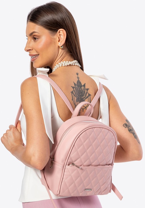 Модна дамска раница WITTCHEN, розова, 2 джоба, голям размер