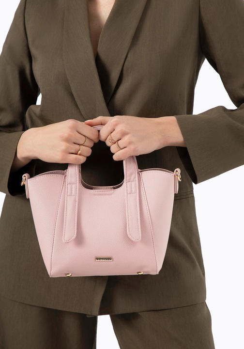 Дамска чанта WITTCHEN мини розова, екологична кожа, минималистичен дизайн, декоративни детайли