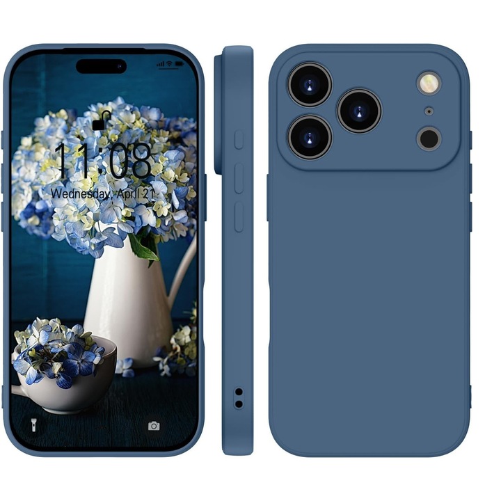 Husa Soft Touch, slim, ALC Mobile, anti soc, compatibila cu IPhone 17 Pro Max, Albastru Inchis Tpu