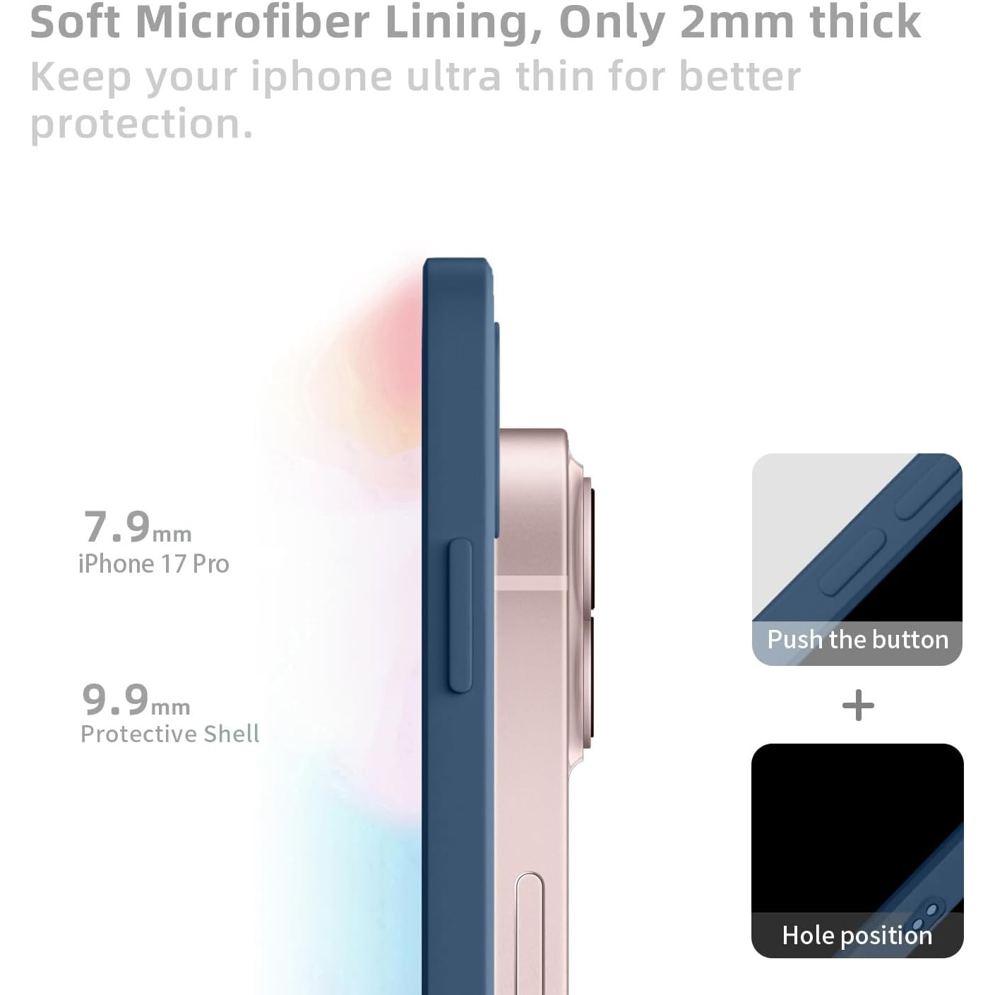 Husa Soft Touch, slim, ALC Mobile, anti soc, compatibila cu IPhone 17 Pro, Albastru Inchis Tpu