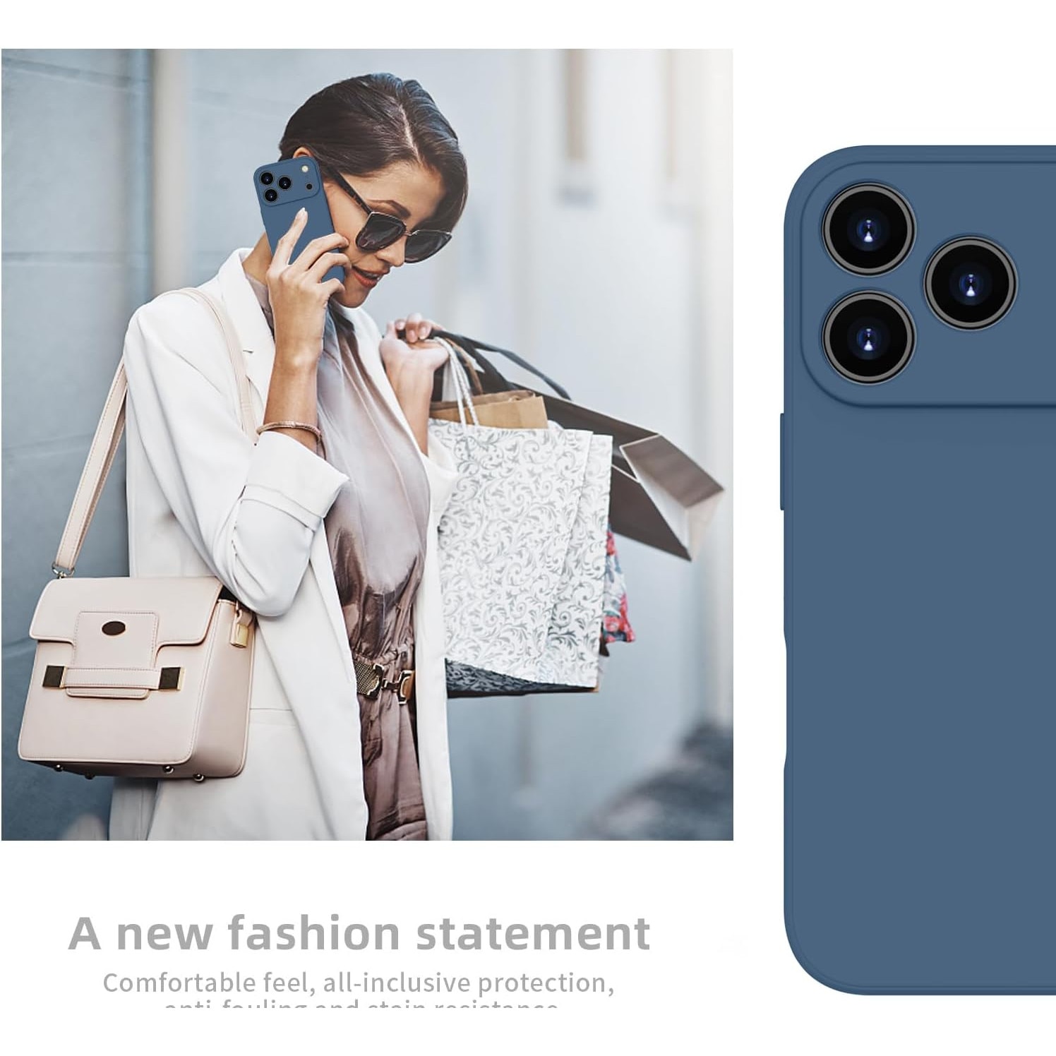 Husa Soft Touch, slim, ALC Mobile, anti soc, compatibila cu IPhone 17 Pro, Albastru Inchis Tpu