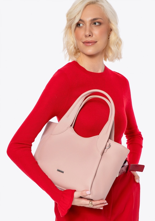 Малка дамска чанта WITTCHEN от еко кожа, розова, с две дръжки и подвижна презрамка