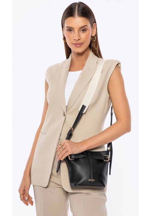 Чанта тип кошница WITTCHEN, екологична, черна, с регулируеми дръжки и декоративни детайли, 100% еко кожа.