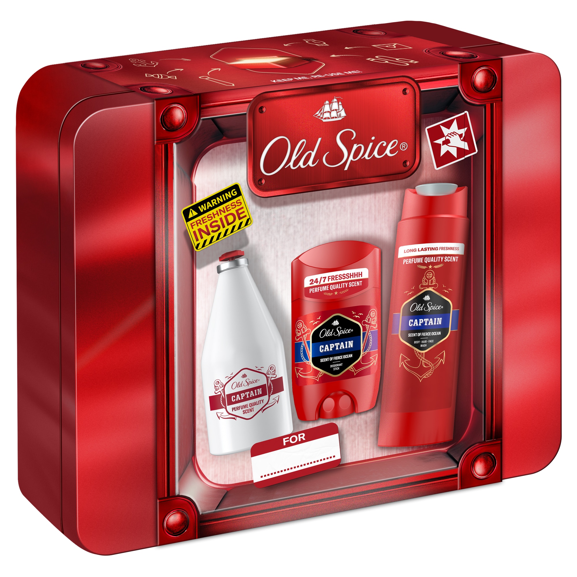 Set Cadou cutie metalica Old Spice: Deodorant stick Captain 50 ml