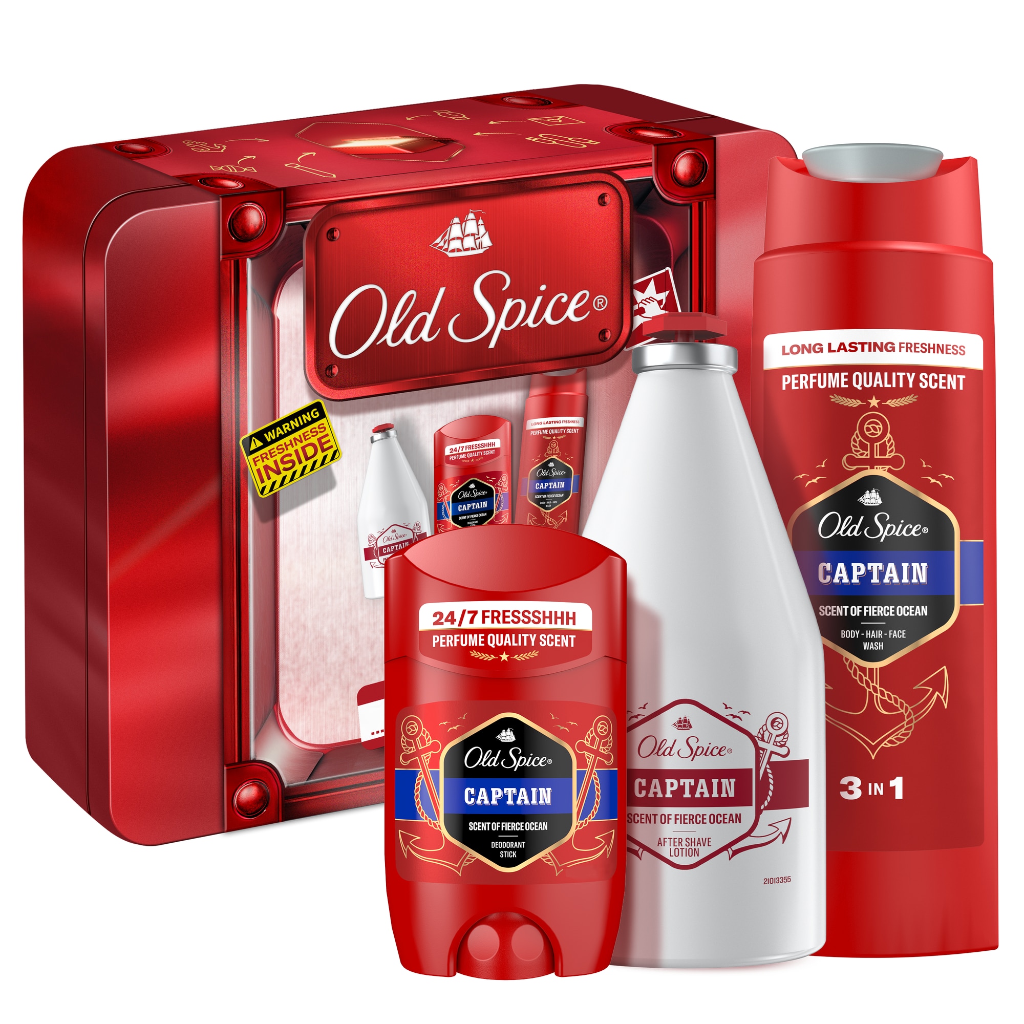 Set Cadou cutie metalica Old Spice: Deodorant stick Captain 50 ml