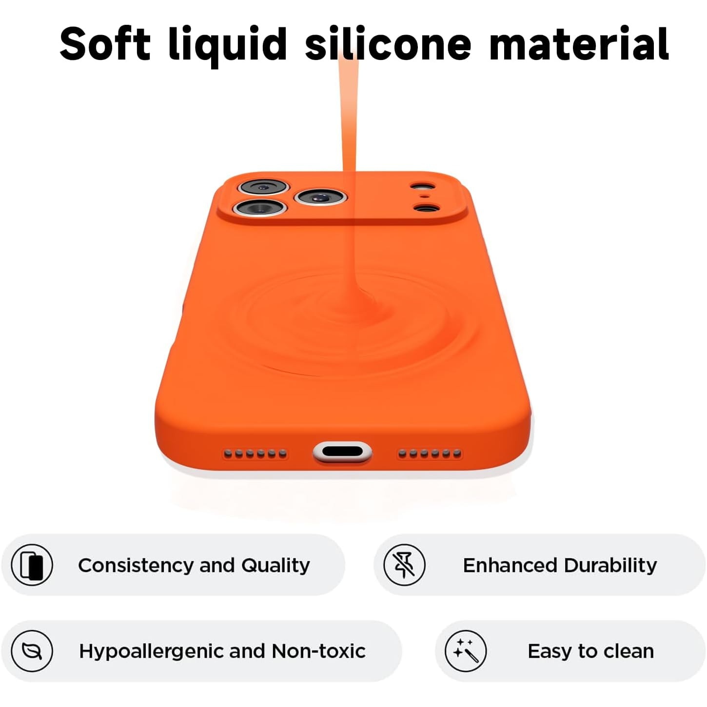 Husa Soft Touch, slim, ALC Mobile, anti soc, compatibila cu IPhone 17 Pro, Portocaliu Tpu