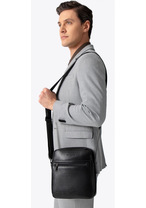 WITTCHEN чанта през рамо, еко кожа, черна, практични размери, с регулируема презрамка