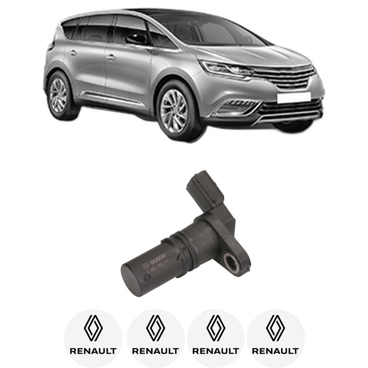 Senzor impulsuri arbore cotit RENAULT ESPACE V (JR_) 1.6 dCi 130 din 2015-2023 KW 96 CP 130 CMC 1598, pentru pornire auto, Bosch, 4x Stickere auto cu RENAULT