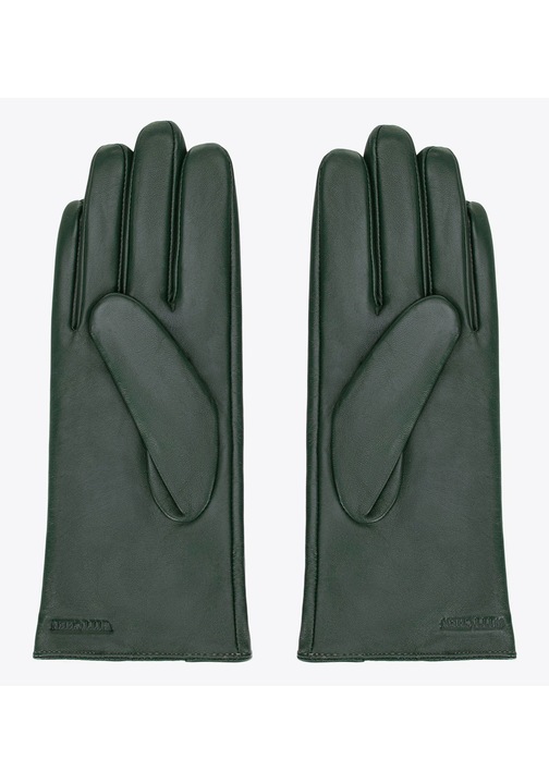 Manusi de piele pentru femei cu accente decorative, verde inchis, piele naturala, verde inchis, S