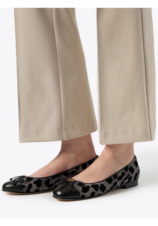 Дамски балеринки Wittchen, естествена кожа, леопардов принт, сиво и черно