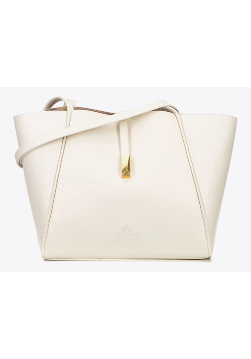 Шопър чанта от естествена кожа с подвижна презрамка, WITTCHEN, кремав, 80% естествена кожа, 20% микрофибър