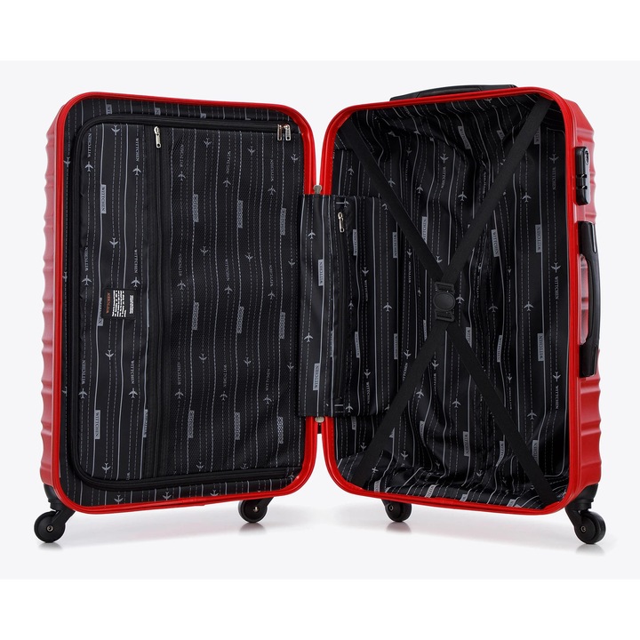 Valiza medie GROOVE Line, WITTCHEN, ABS, rosu, cu identificator