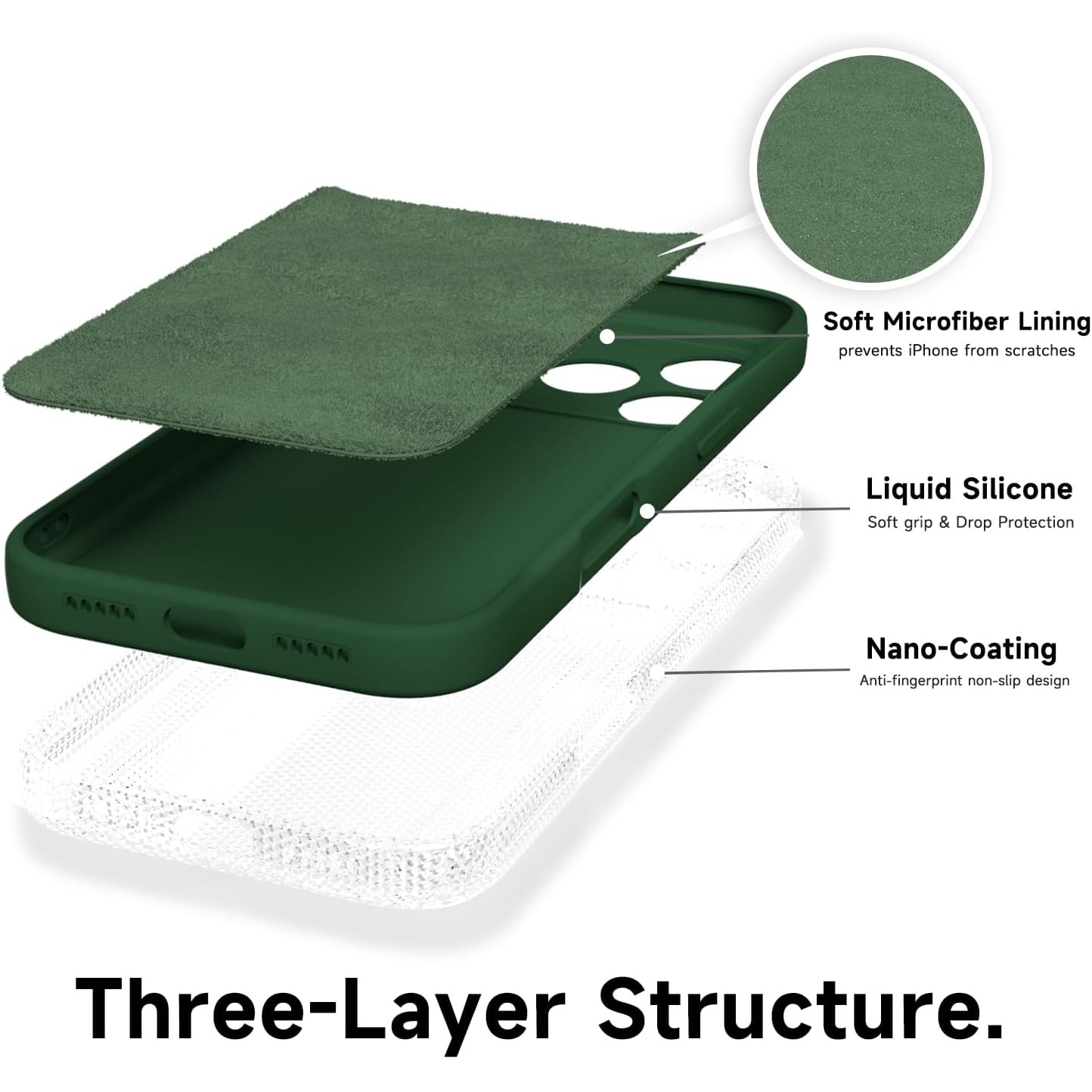 Husa Soft Touch, slim, ALC Mobile, anti soc, compatibila cu IPhone 17 Pro Max, Verde Inchis Tpu