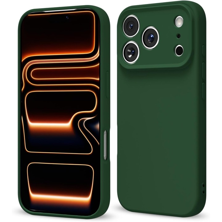 Husa Soft Touch, slim, ALC Mobile, anti soc, compatibila cu IPhone 17 Pro Max, Verde Inchis Tpu