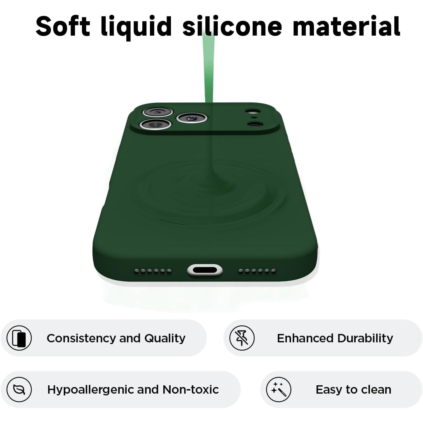Husa Soft Touch, slim, ALC Mobile, anti soc, compatibila cu IPhone 17 Pro Max, Verde Inchis Tpu