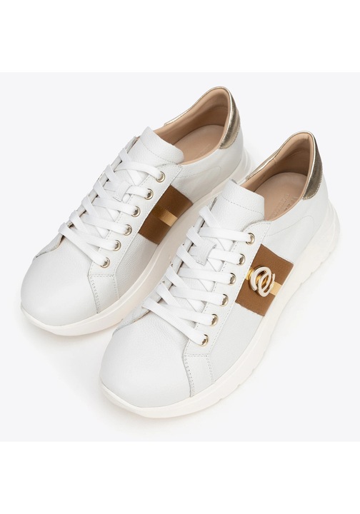 Tenisi dama Wittchen, piele naturala, detalii aurii, crem