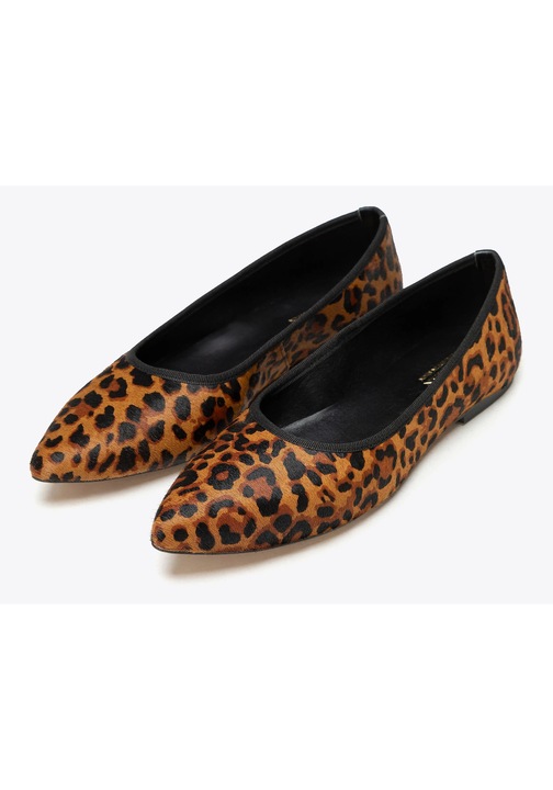 Балеринки Wittchen, със заострен връх, от естествена кожа, кафяви и черни, 39 EU