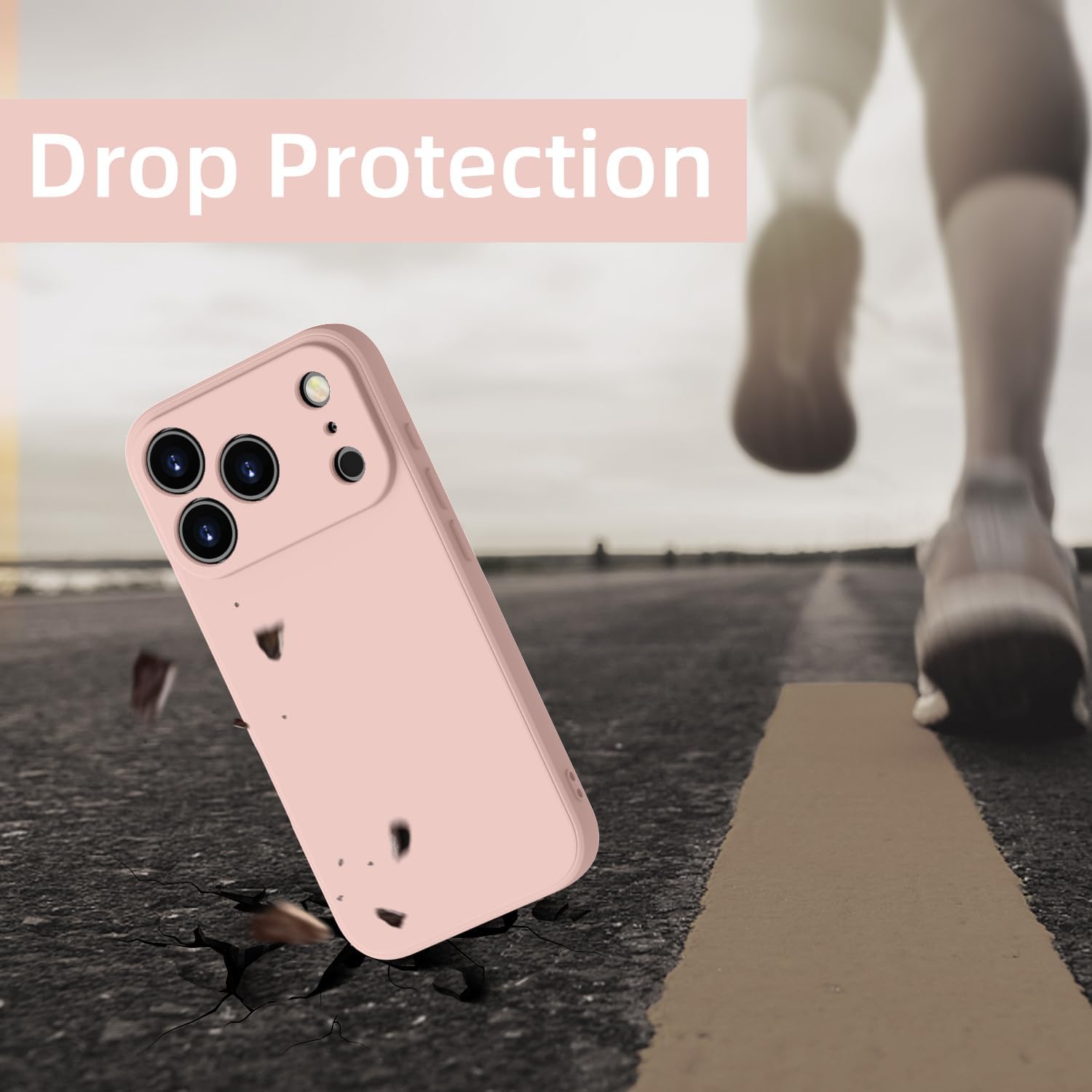 Husa Soft Touch, slim, ALC Mobile, anti soc, compatibila cu IPhone 17 Pro, Roz Pal Tpu
