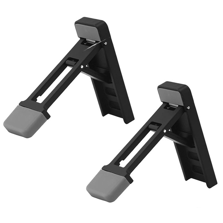 Suport laptop portabil 2 piese, unghi reglabil, negru, 6.5x2x0.5cm