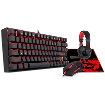 Kit gaming 4 in 1 Redragon K552-BB, Tastatura Mecanica, Casti, Mouse, Mousepad Kit gaming 4 in 1 Redragon K552-BB, Tastatura Mecanica, Casti, Mouse, Mousepad
