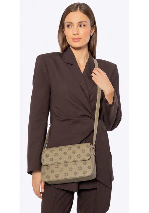 Дамска чанта WITTCHEN, пощенска чанта от екокожа, бежова, с две отделения, релефен детайл