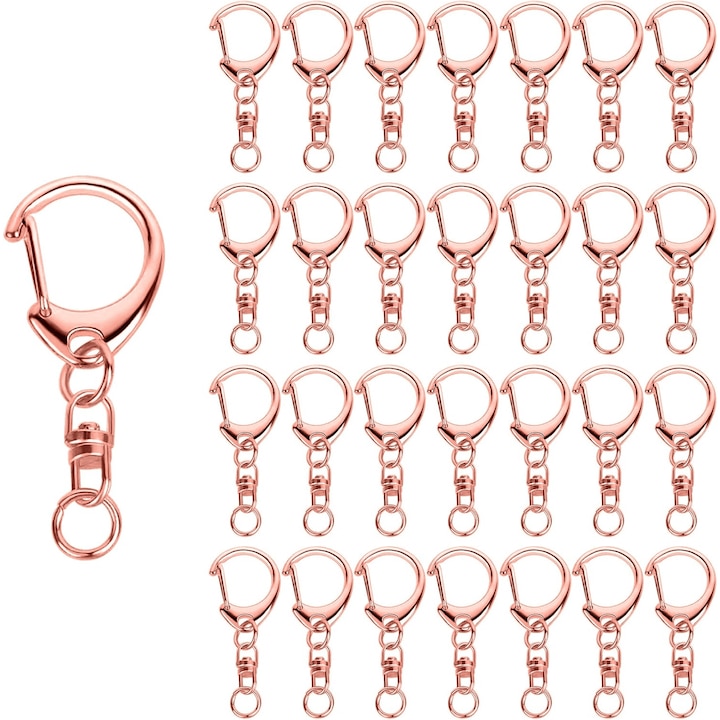 Forgó Karabiner Gyűrűkkel Zsinórokhoz, SACONELL, Fém Homárkapcsok Zsinórokhoz, Kulcstartókhoz, Kézműveskedéshez és Gyanta Charmokhoz, Rózsaszín Arany