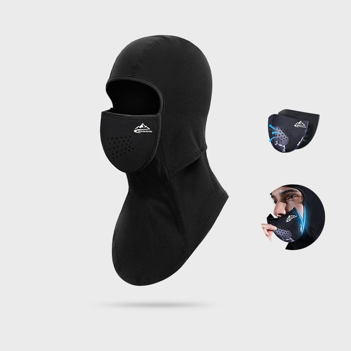 Балаклава, ZOUN, с подвижна маска с магнитно закрепване, ветроустойчива, студоустойчива, изолирана, универсален размер, подходяща за ски, мотоциклетизъм, спорт на открито, полар, черна