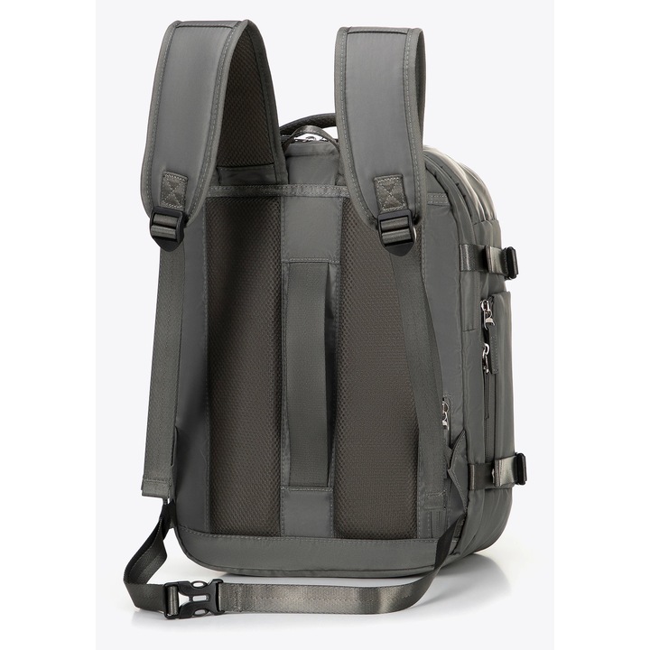 Rucsac WITTCHEN, compact, poliester, gri, 40x30x20cm, cu extensie de 4cm, compartiment pentru laptop