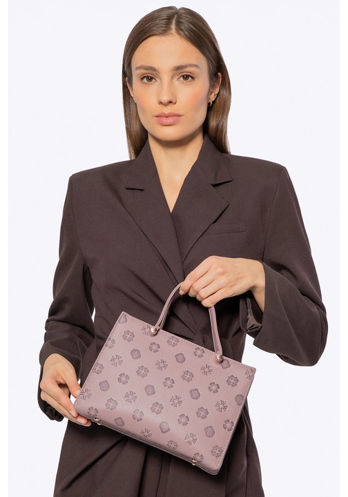 Geanta mica din piele ecologica cu model, WITTCHEN, roz, 3 compartimente, curea reglabila