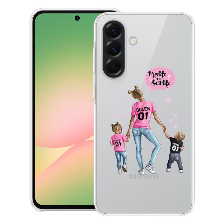 BestCase® Tok Samsung Galaxy A17 5G-hez "Mom Life Boy And Girl" dizájnnal, átlátszó vékony szilikon, ütésálló, 2059629 T 557