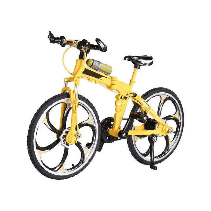Automacheta, miniatűr ötvözött kerékpár, 17.5x13cm, sárga, készlet